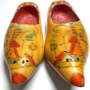 Vintage Dutch Wooden Shoes - Decor Windmill Design from Holland